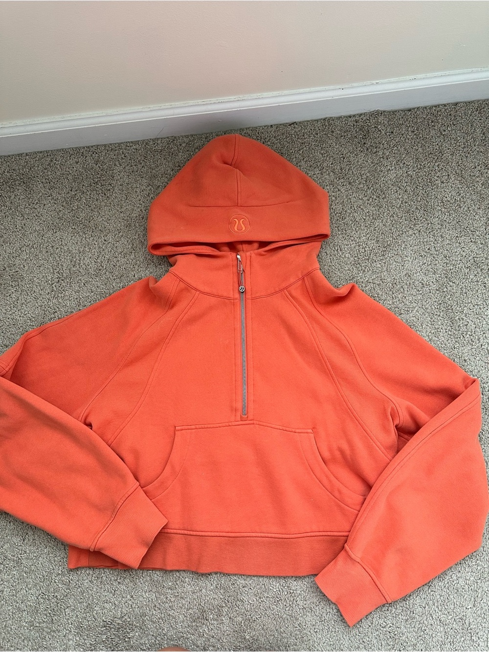 lululemon athletica Women’s Orange Half-Zip Hooded Scuba Sweatshirt